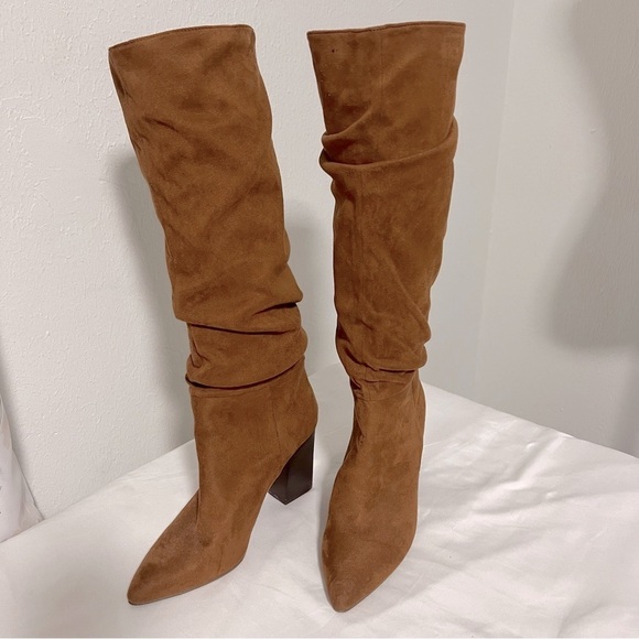 Steve Madden Women’s Size 5.5M Brown Heeled Boots with Slouchy Suede Design - Picture 2 of 10